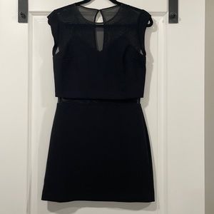Black dress from express, sheer straps and mid